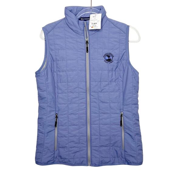 CUTTER & BUCK Rainier PrimaLoft Eco Insulated Puffer Vest Hyacinth Womens M NWT - Picture 1 of 8